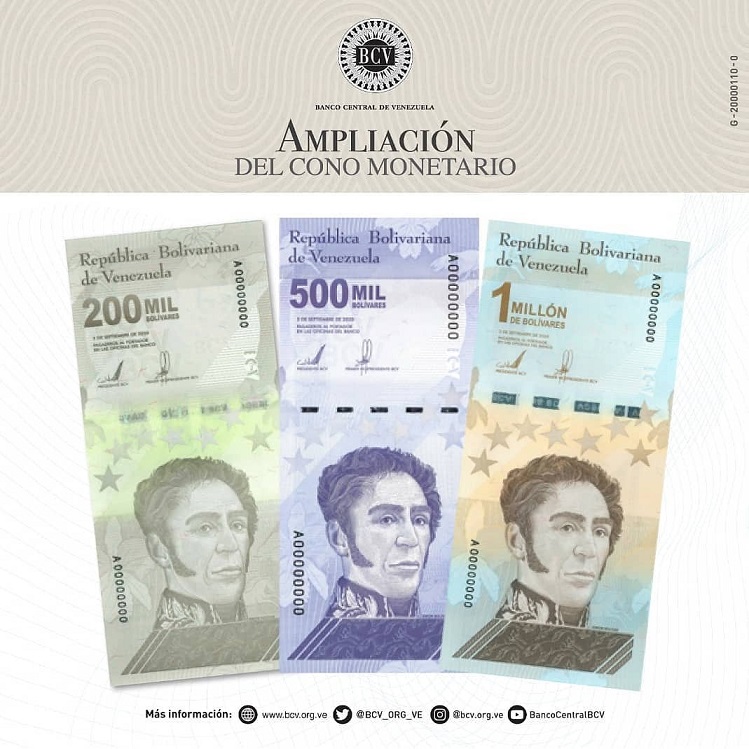 BCV incorpora nuevos billetes al Cono Monetario vigente
